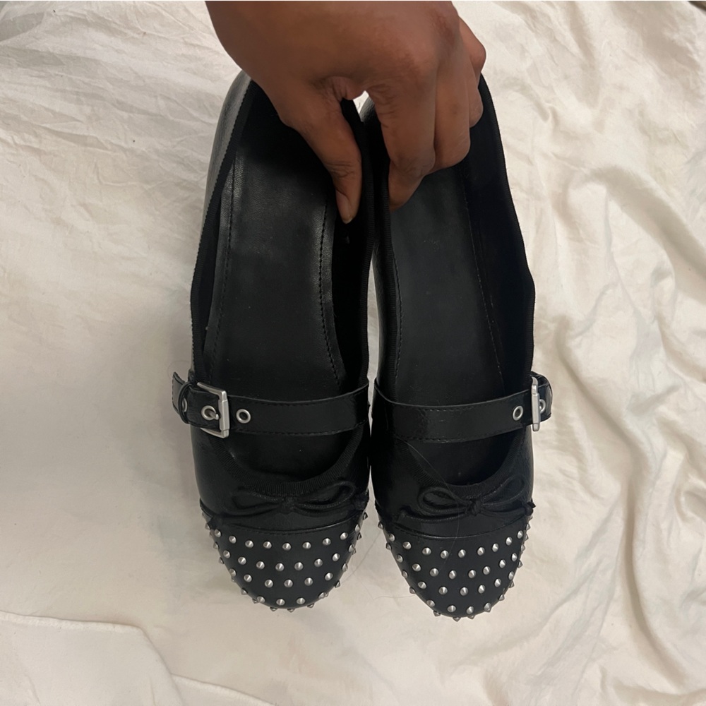 Studded Black Women's Mary Jane Ballet Flats